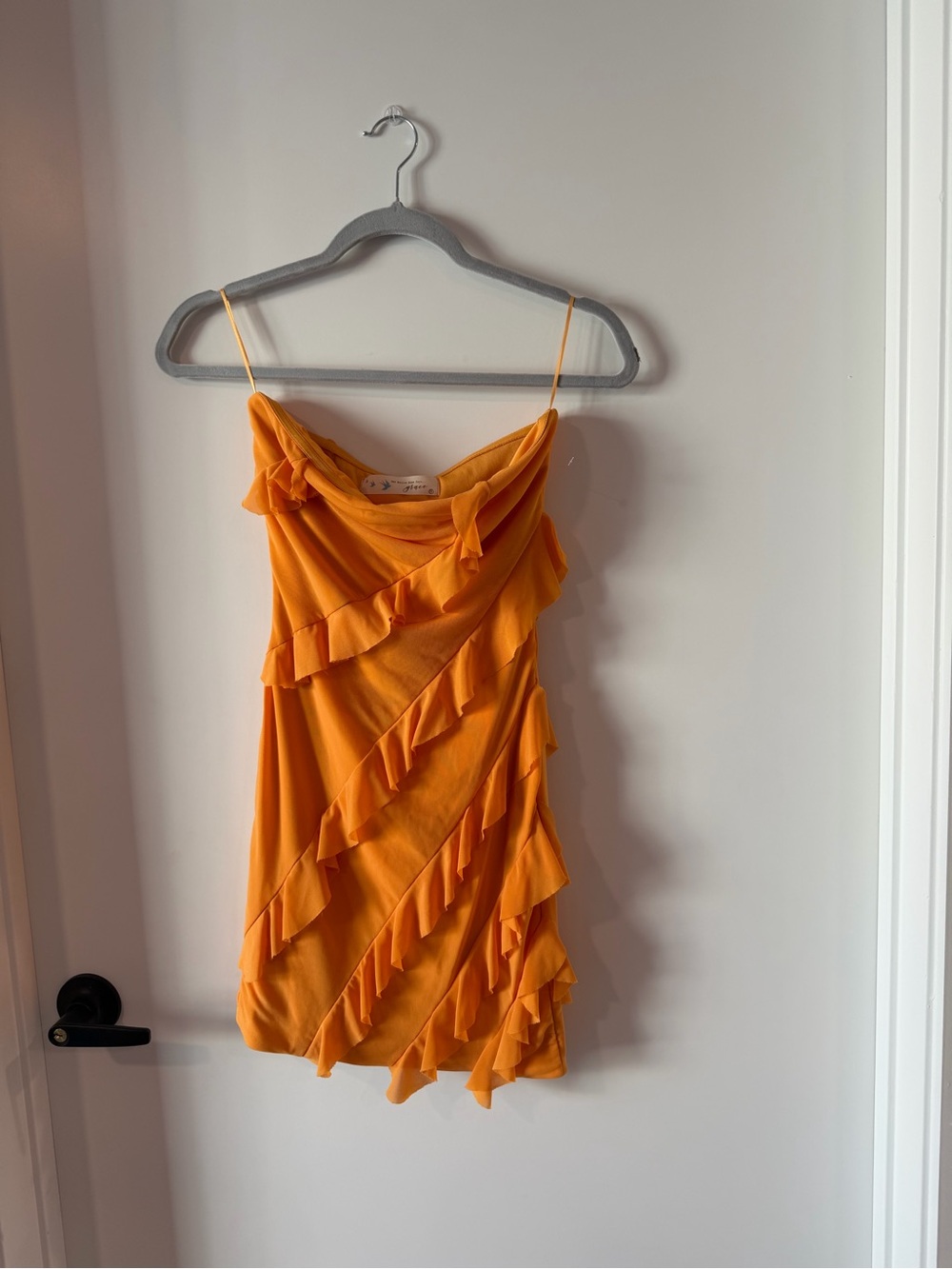 Orange Ruffle Slip Dress - Boutique